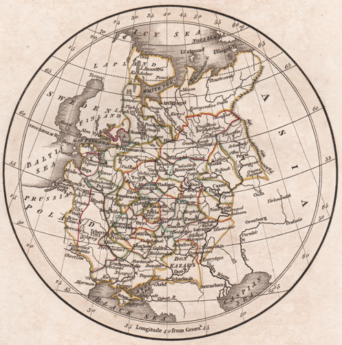 antique map of Russia and the Russian Empire